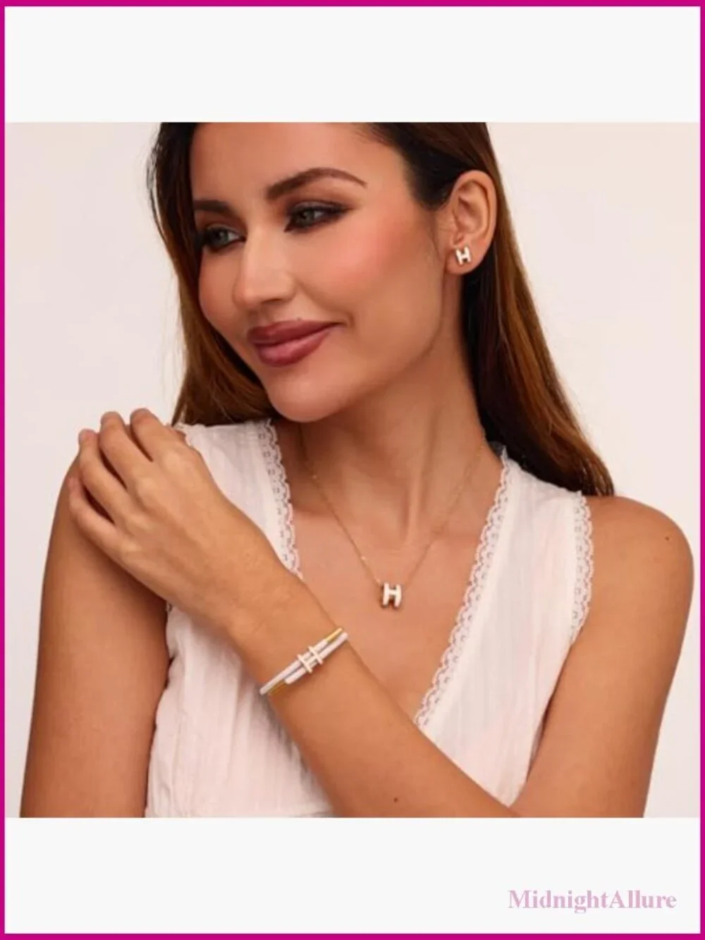 Adjustable Gold-Plated Charm Bracelet, 18k Titanium